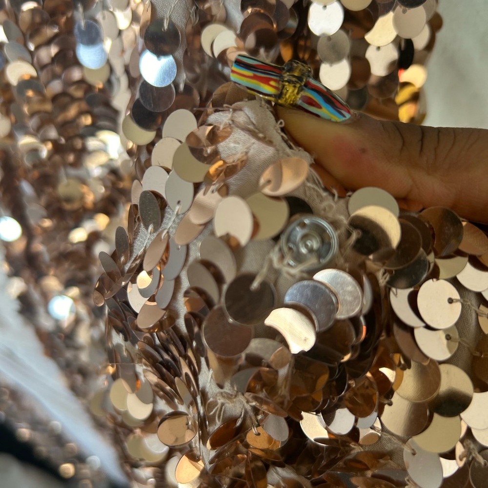 ASOS edition Curve batwing sequin wrap midi dress in gold - Picture 11 of 12